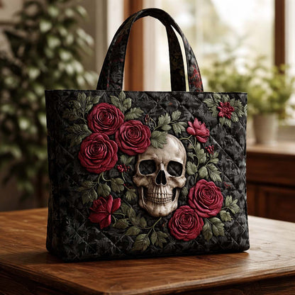Velvet Skull Quilted Tote Bag GFTOQA1492