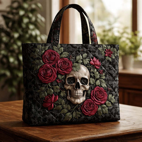 Velvet Skull Quilted Tote Bag GFTOQA1492