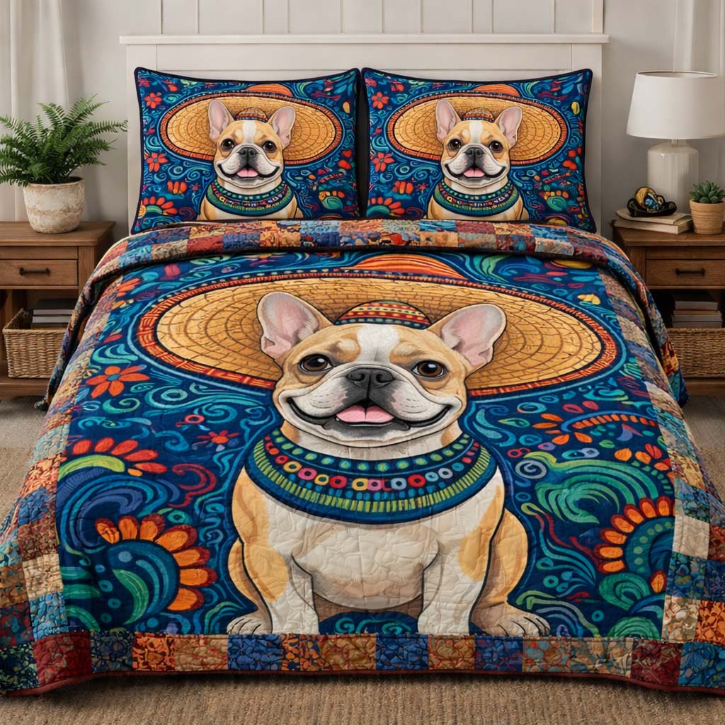 French Bulldog 3-Piece Quilted Bedding Set GFTOQA1508