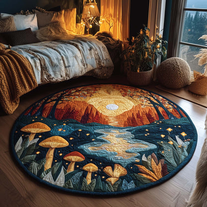 Enchanted Mushroom River Quilted Round Mat GFTOQA150