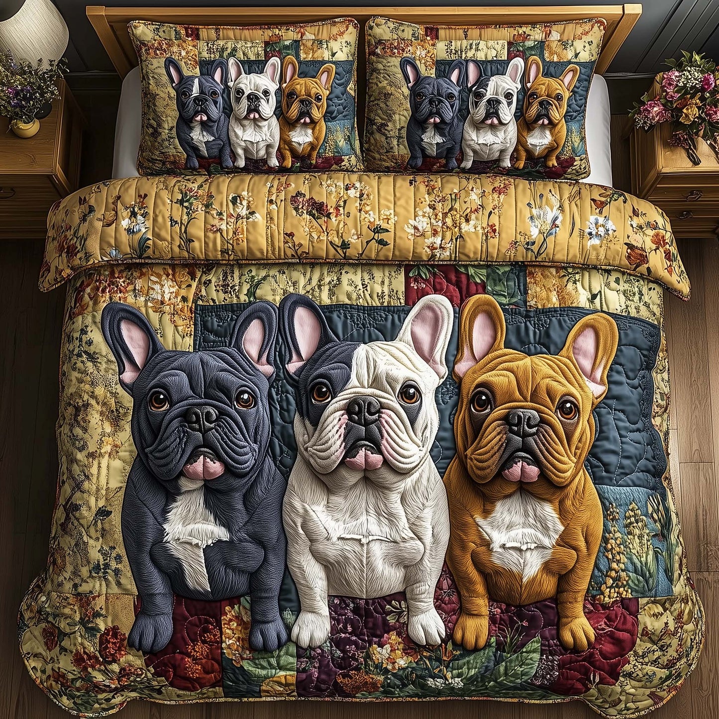 French Bulldog 3-Piece Quilted Bedding Set GFTOQA1513
