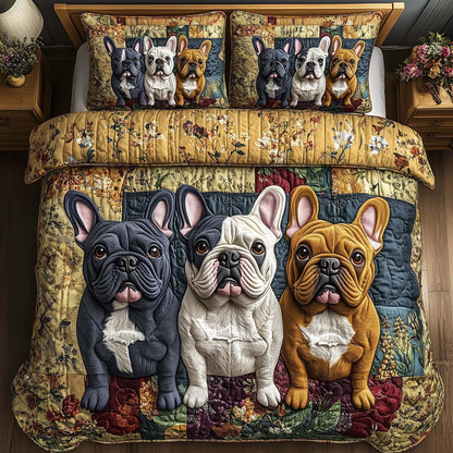 French Bulldog 3-Piece Quilted Bedding Set GFTOQA1513