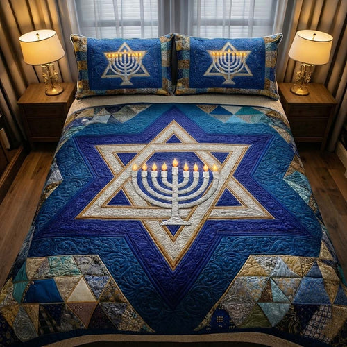 Hanukkah 3-Piece Quilted Bedding Set GFTOQA1515