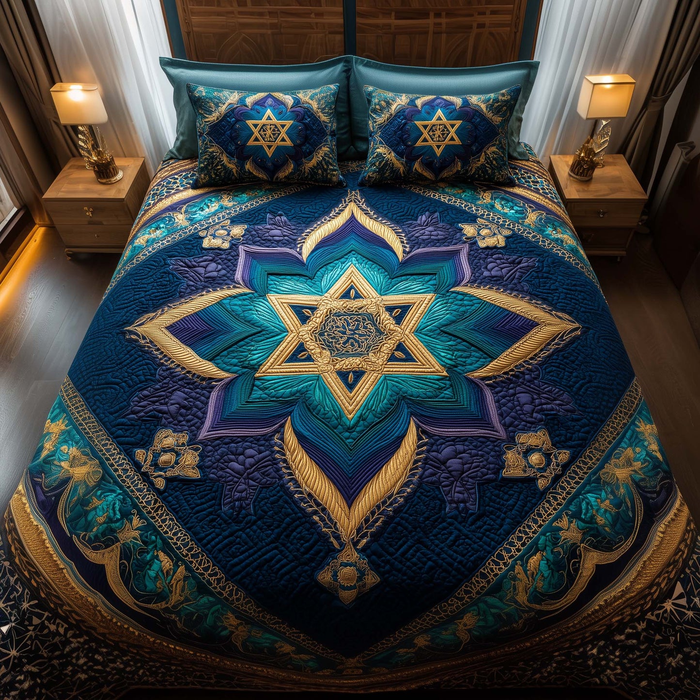 Hanukkah 3-Piece Quilted Bedding Set GFTOQA1516