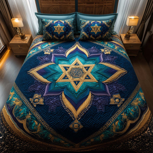 Hanukkah 3-Piece Quilted Bedding Set GFTOQA1516
