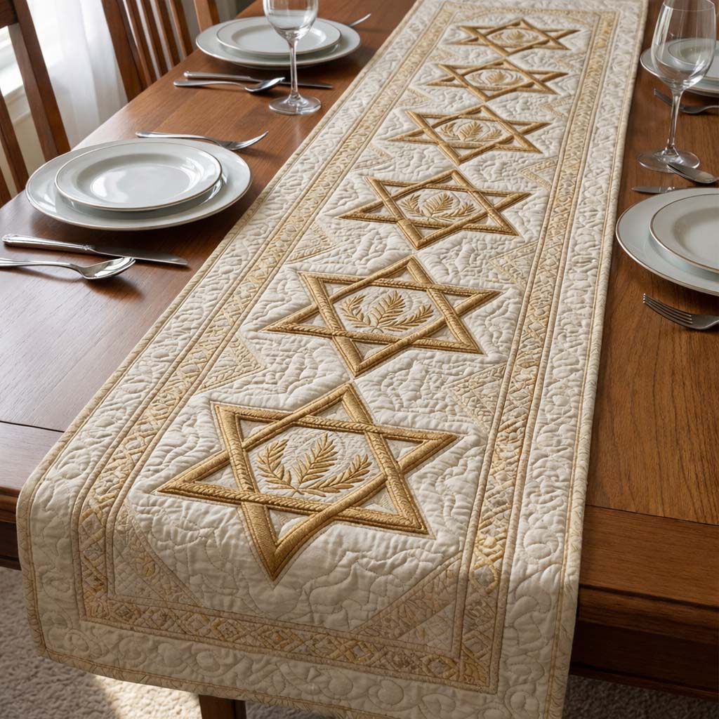 Star of David Quilted Table Runner GFTOQA1553