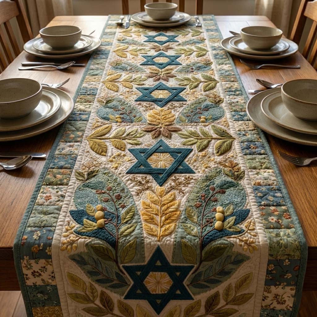 Star of David Quilted Table Runner GFTOQA1555