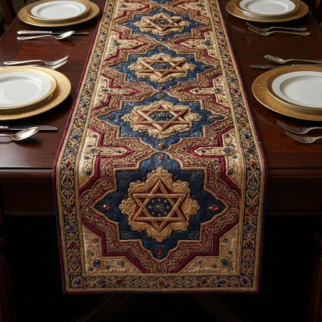 Star of David Quilted Table Runner GFTOQA1556