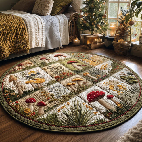 Mushroom Patch Quilted Round Mat GFTOQA155