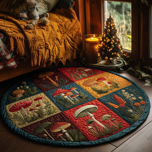 Mushroom Patch Quilted Round Mat GFTOQA156