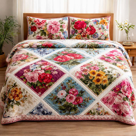 Floral Serenity 3-Piece Quilted Bedding Set GFTOQA1594