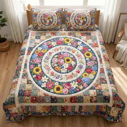 Floral Serenity 3-Piece Quilted Bedding Set GFTOQA1602