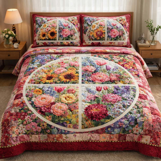 Spring Bloom 3-Piece Quilted Bedding Set GFTOQA1603