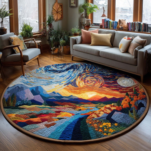 Aurora Mosaic Fields Quilted Round Mat GFTOQA160