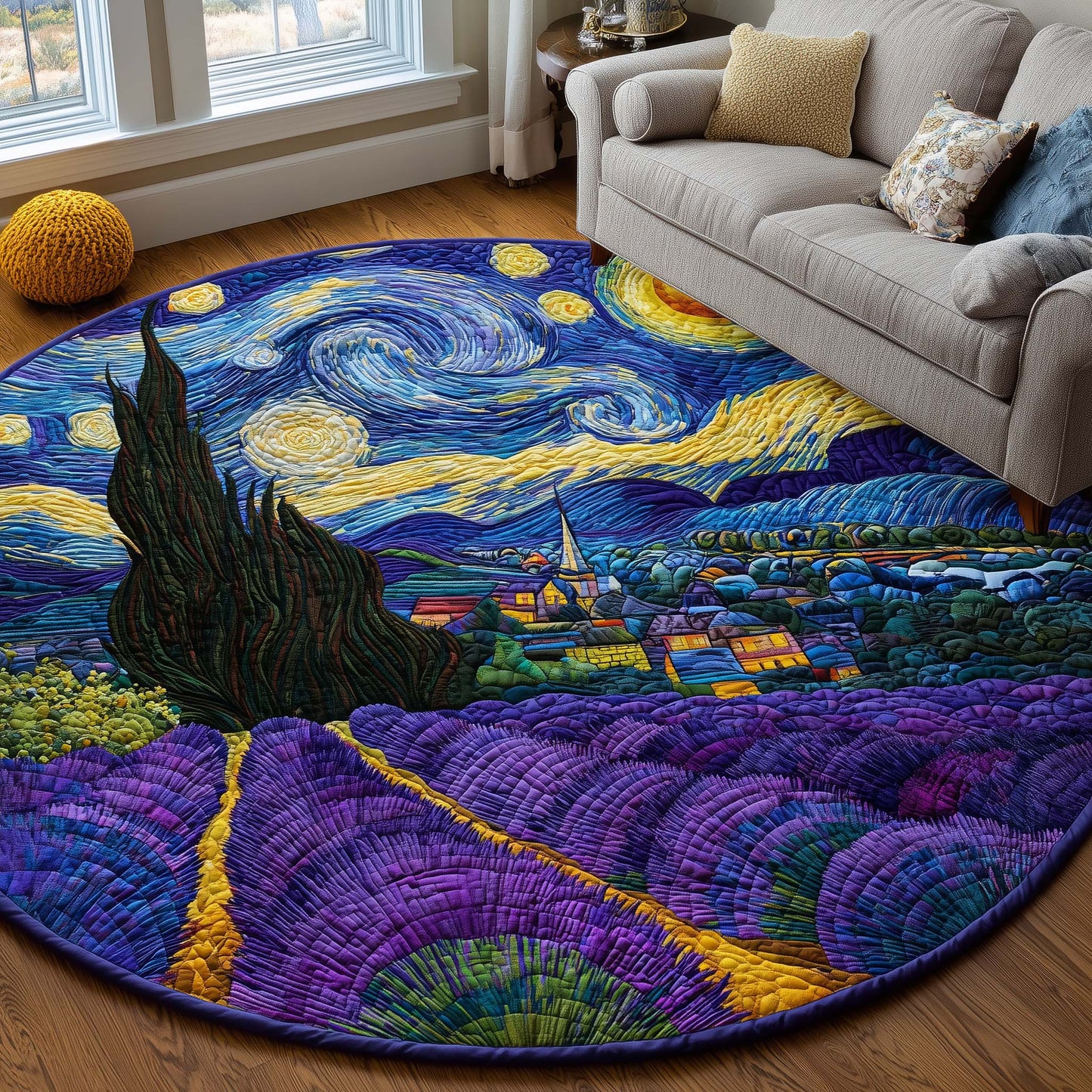 Lavender Night Sky Quilted Round Mat GFTOQA161