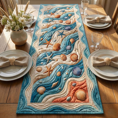 Wavy Seashell Quilted Table Runner GFTOQA1633