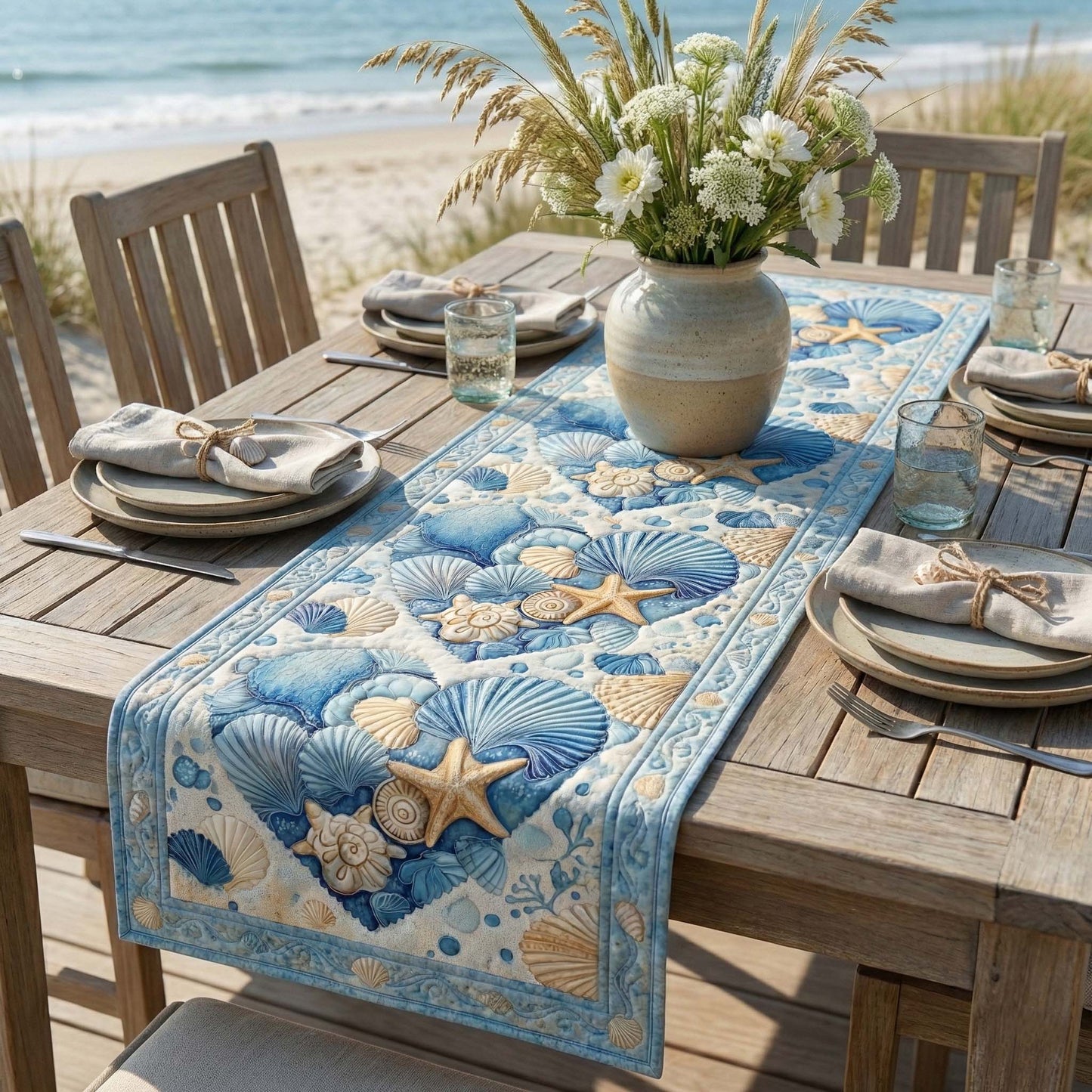 Ocean Heart Quilted Table Runner GFTOQA1635