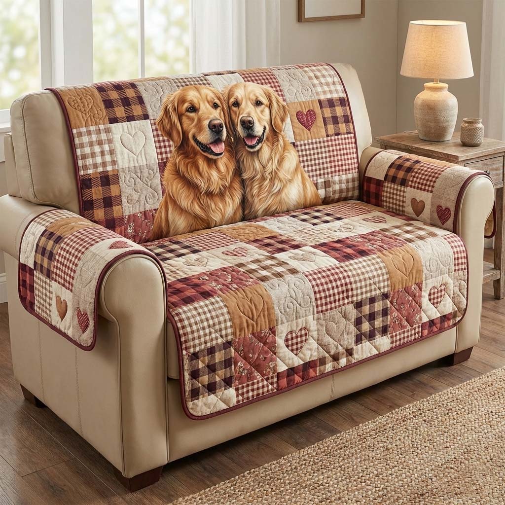 Golden Retriever Quilted Sofa Cover GFTOQA1687