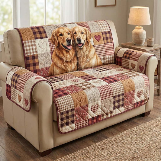 Golden Retriever Quilted Sofa Cover GFTOQA1687
