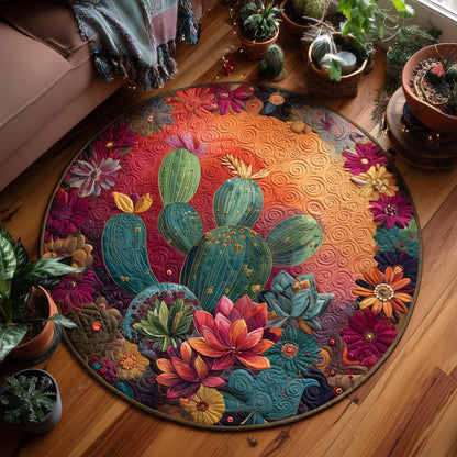 Cactus Oasis Quilted Round Mat GFTOQA168