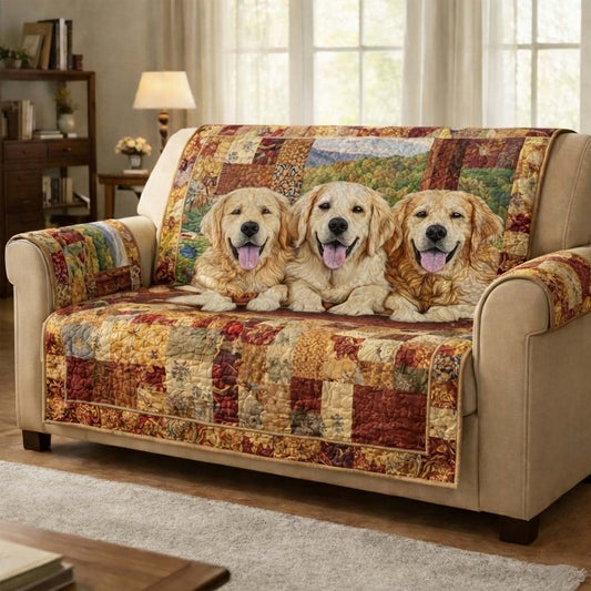 Golden Retriever Quilted Sofa Cover GFTOQA1690