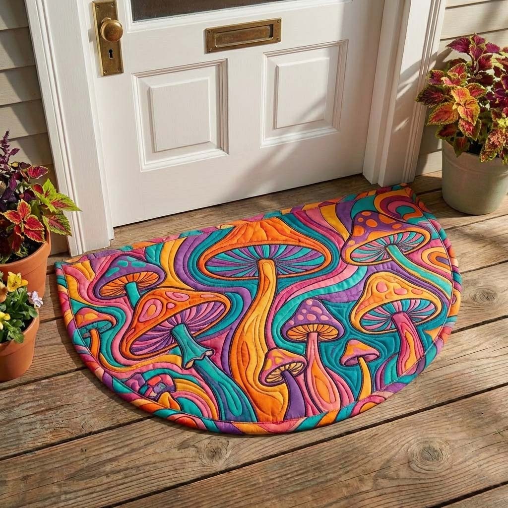 Mushroom Serenity Quilted Welcome Mat GFTOQA1695