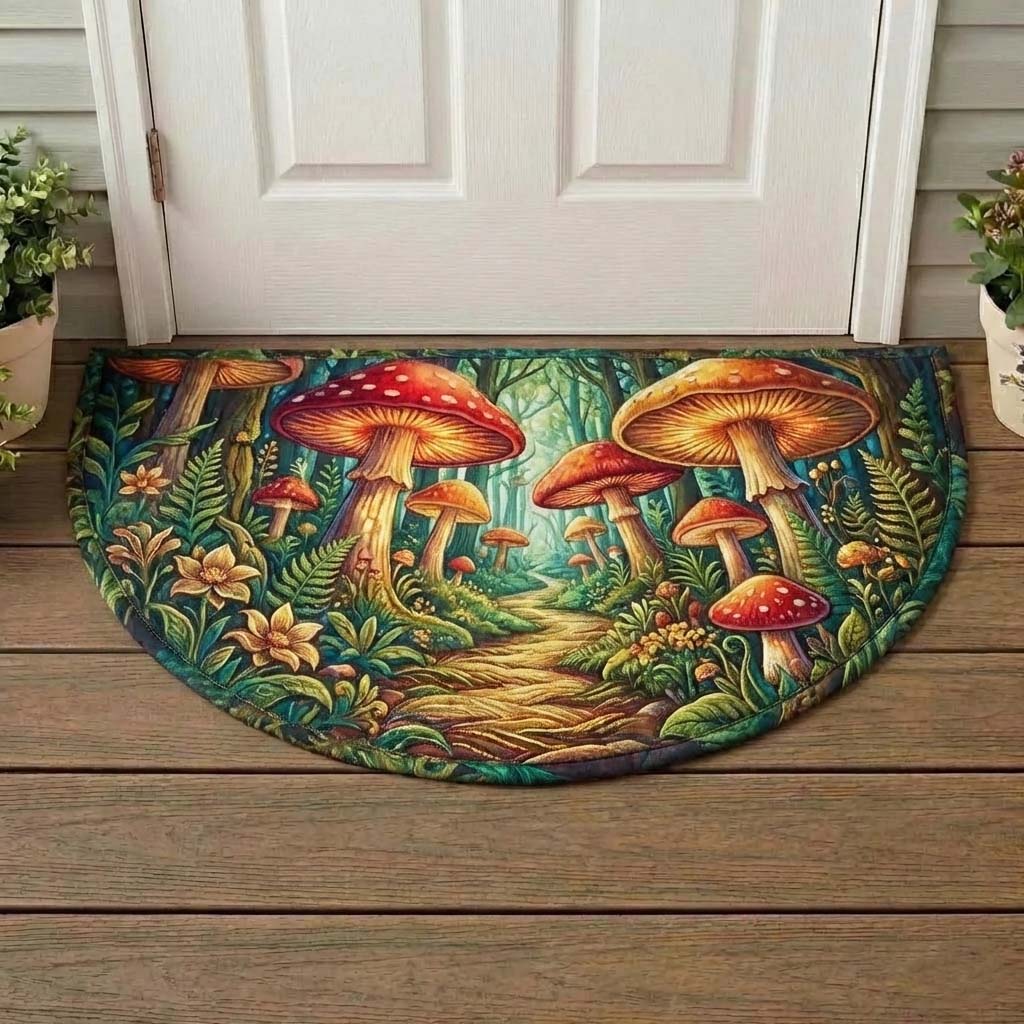 Mushroom Serenity Quilted Welcome Mat GFTOQA1696