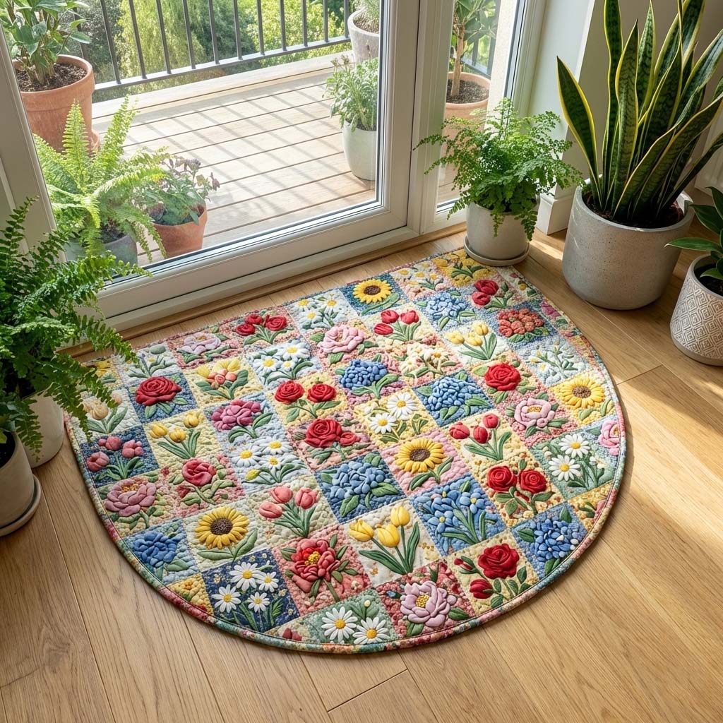 Floral Patch Quilted Welcome Mat GFTOQA1699