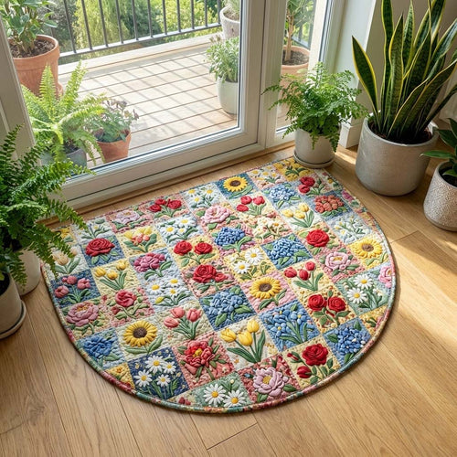 Floral Patch Quilted Welcome Mat GFTOQA1699