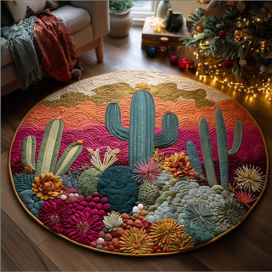 Blooming Cactus Quilted Round Mat GFTOQA170