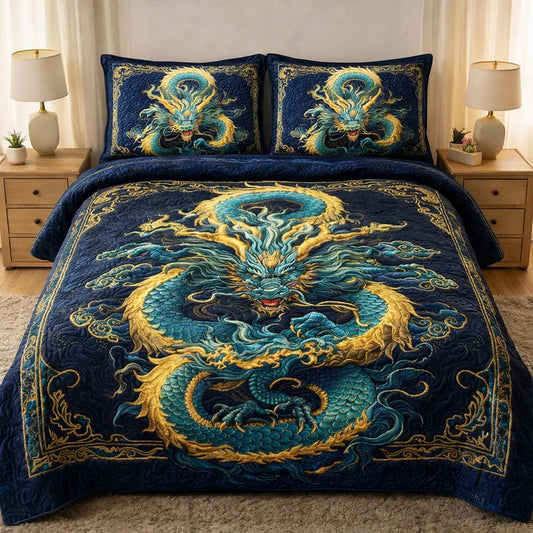 Majestic Dragon 3-Piece Quilted Bedding Set GFTOQA1723