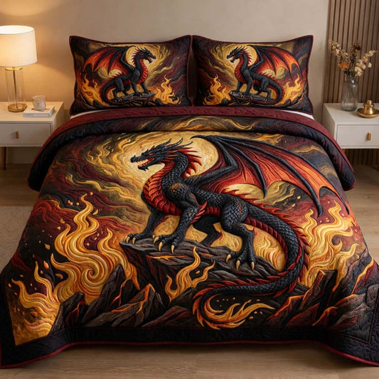 Majestic Dragon 3-Piece Quilted Bedding Set GFTOQA1725