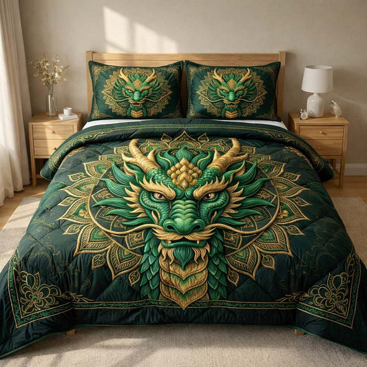 Majestic Dragon 3-Piece Quilted Bedding Set GFTOQA1726