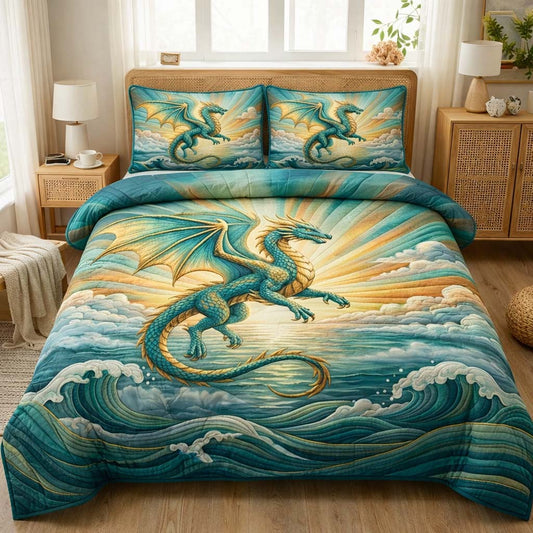 Majestic Dragon 3-Piece Quilted Bedding Set GFTOQA1728
