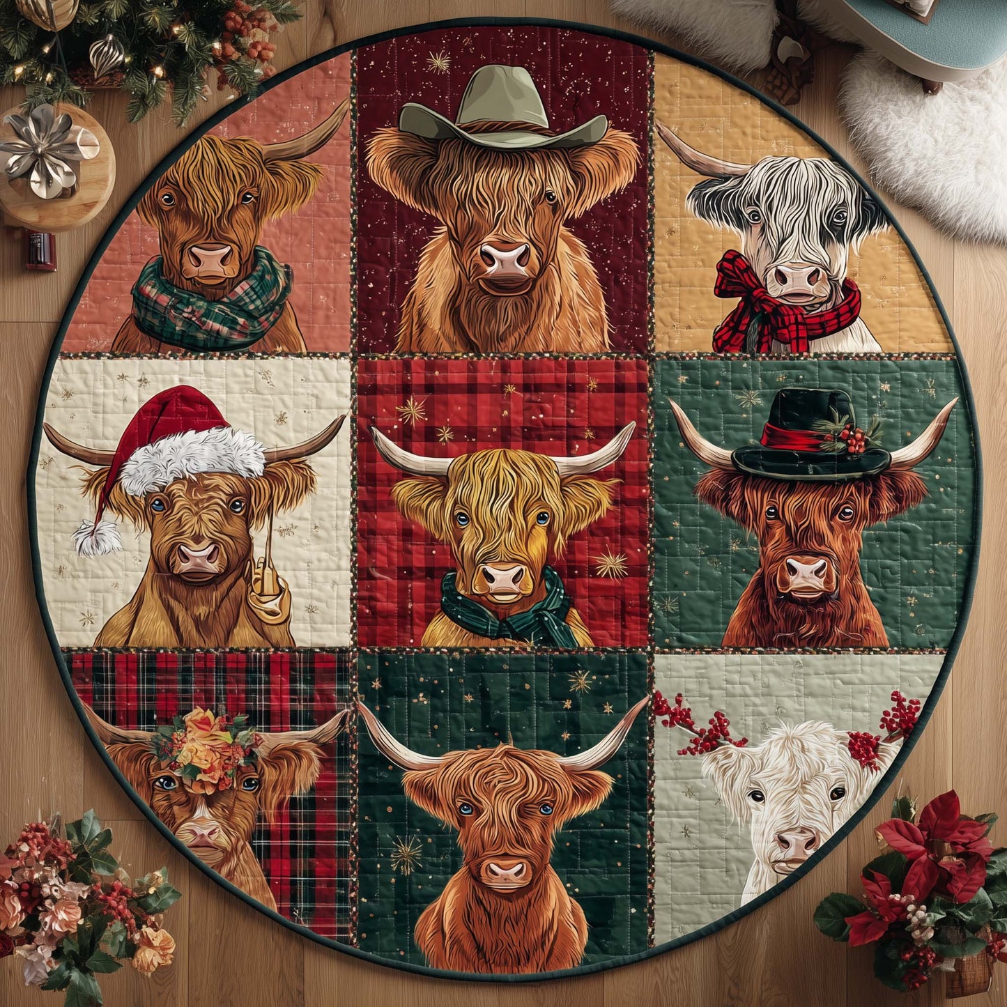 Western Party Quilted Round Mat GFTOQA172