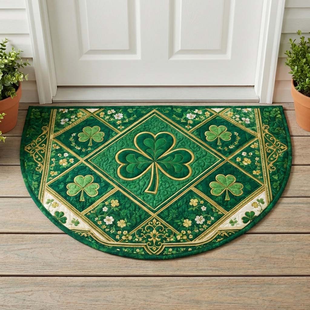 Festive Shamrock Quilted Welcome Mat GFTOQA1758