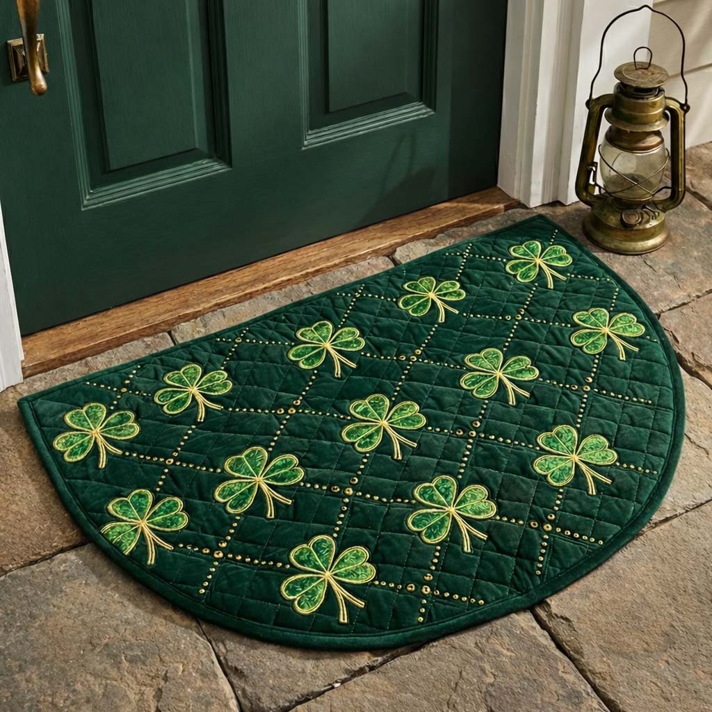 Festive Shamrock Quilted Welcome Mat GFTOQA1760