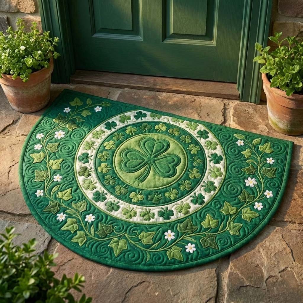 Festive Shamrock Quilted Welcome Mat GFTOQA1762