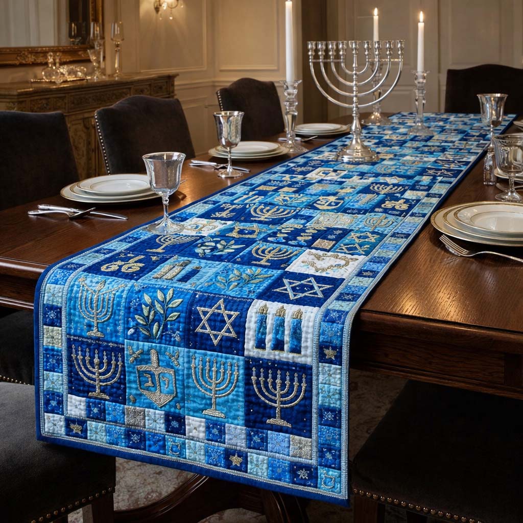 Hanukkah Patch Quilted Table Runner GFTOQA1778