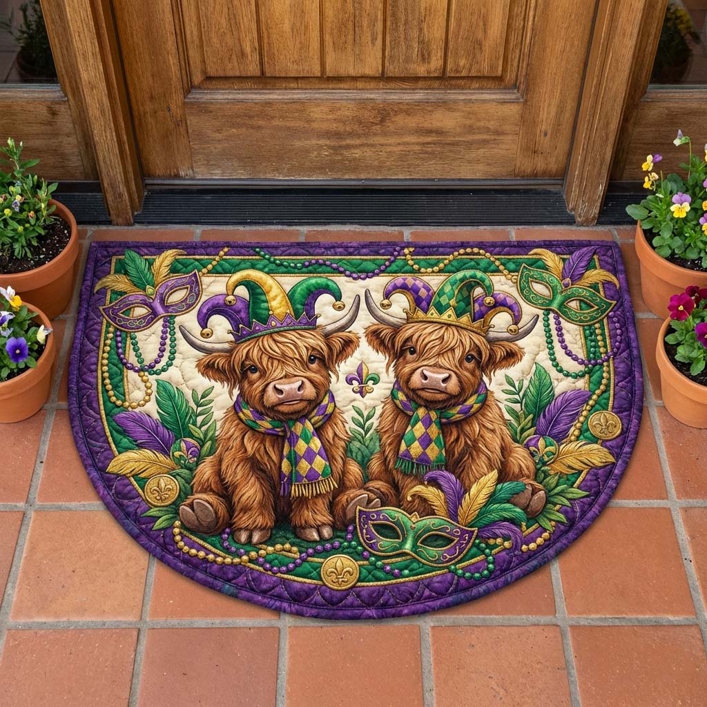 Highland Cow Quilted Welcome Mat GFTOQA1788