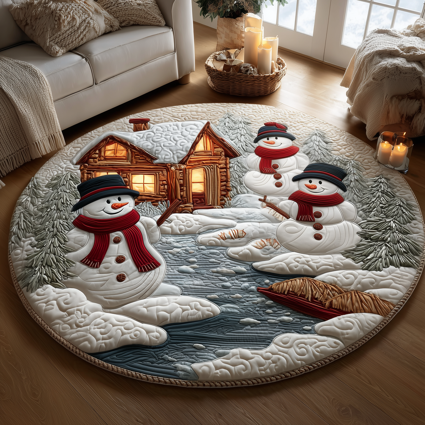 Frosted Cabin Quilted Round Mat GFTOQA17