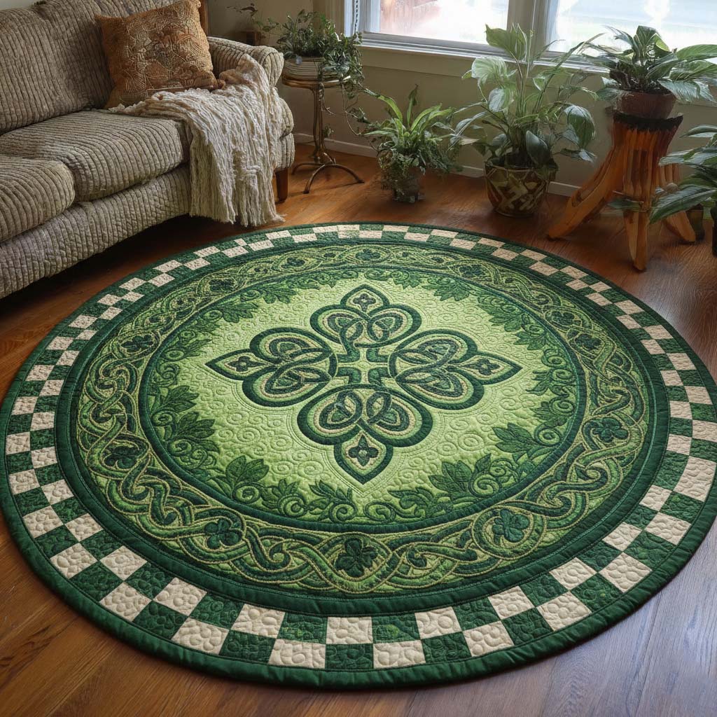 Festive Shamrock Quilted Round Mat GFTOQA1827