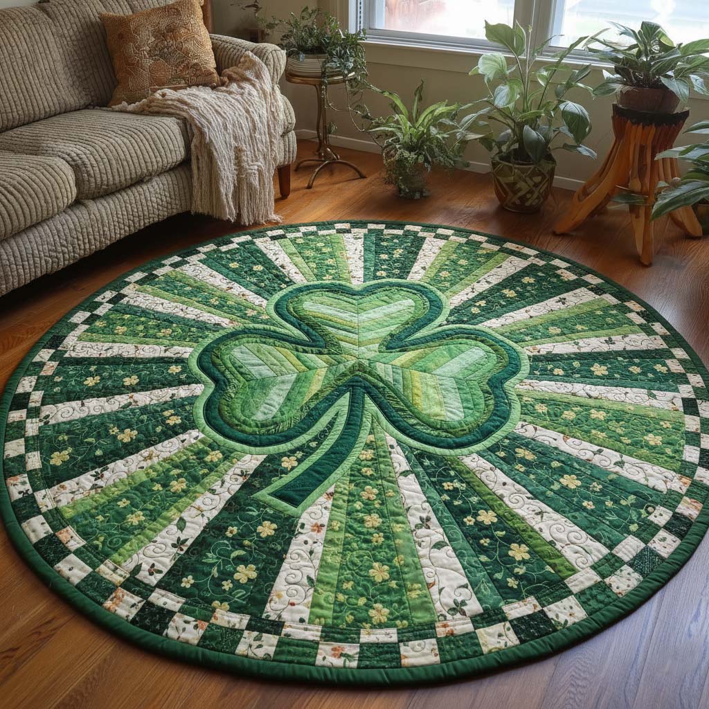 Festive Shamrock Quilted Round Mat GFTOQA1830