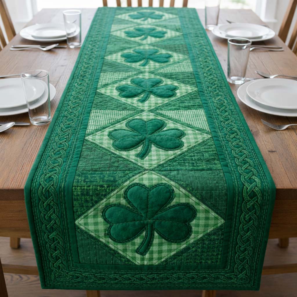 Festive Shamrock Quilted Table Runner GFTOQA1861