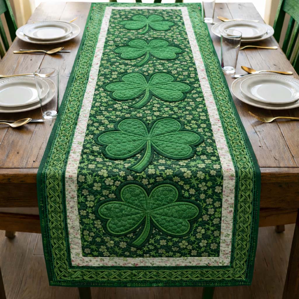 Festive Shamrock Quilted Table Runner GFTOQA1863