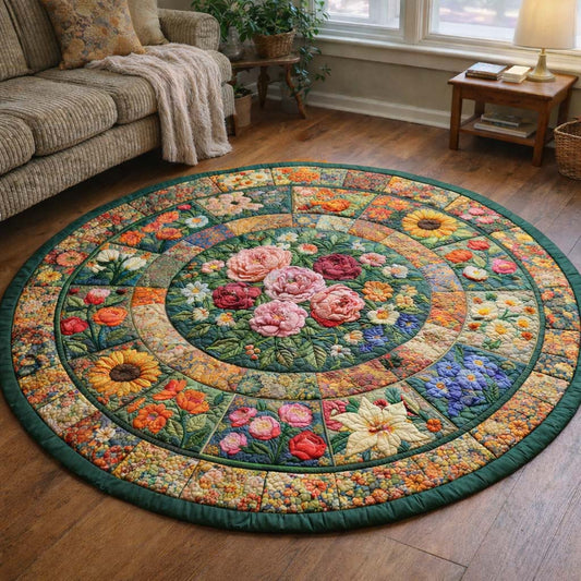 Floral Serenity Quilted Round Mat GFTOQA1892