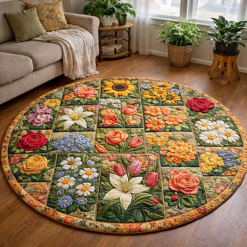 Floral Serenity Quilted Round Mat GFTOQA1893