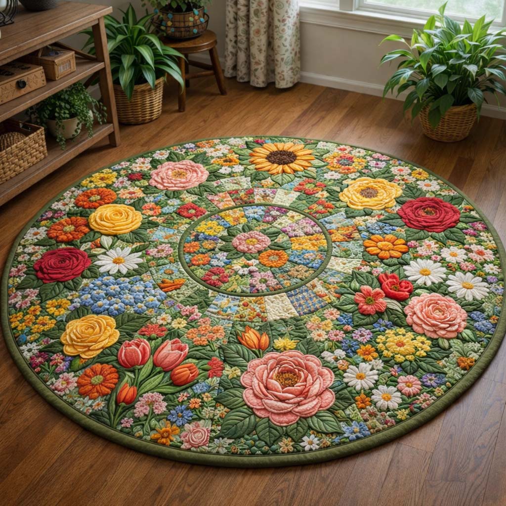Floral Serenity Quilted Round Mat GFTOQA1894