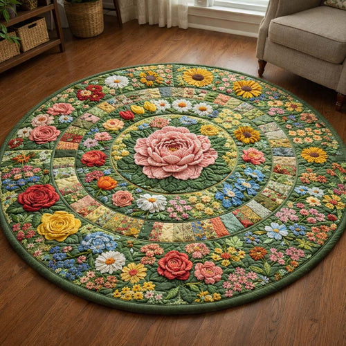 Floral Serenity Quilted Round Mat GFTOQA1895