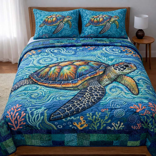 Turtle Serenity 3-Piece Quilted Bedding Set GFTOQA1898
